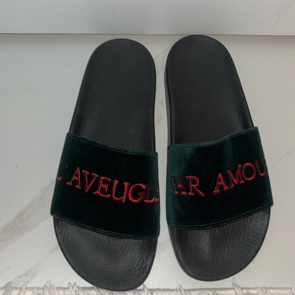 Velvet L'aveugle Par Amour Slide Sandals 37 Green. Never worn with box - Picture 2 of 7